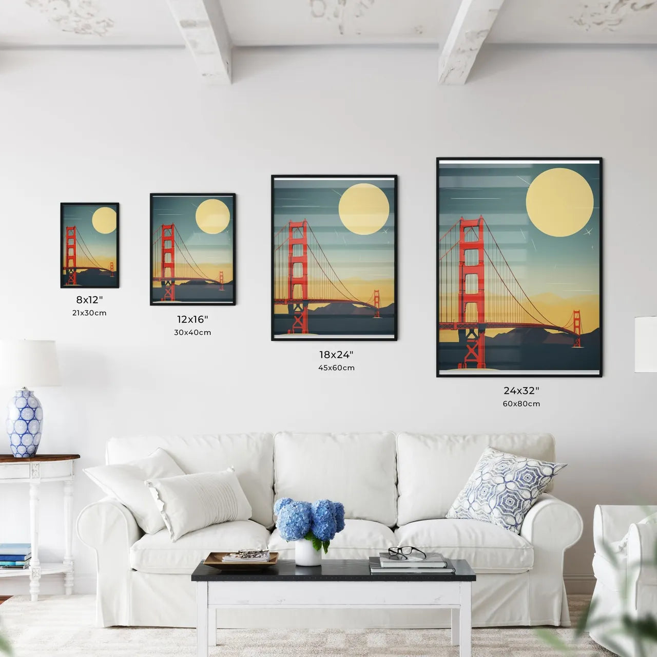 A Red Bridge Over Water Art Prin Wall Art