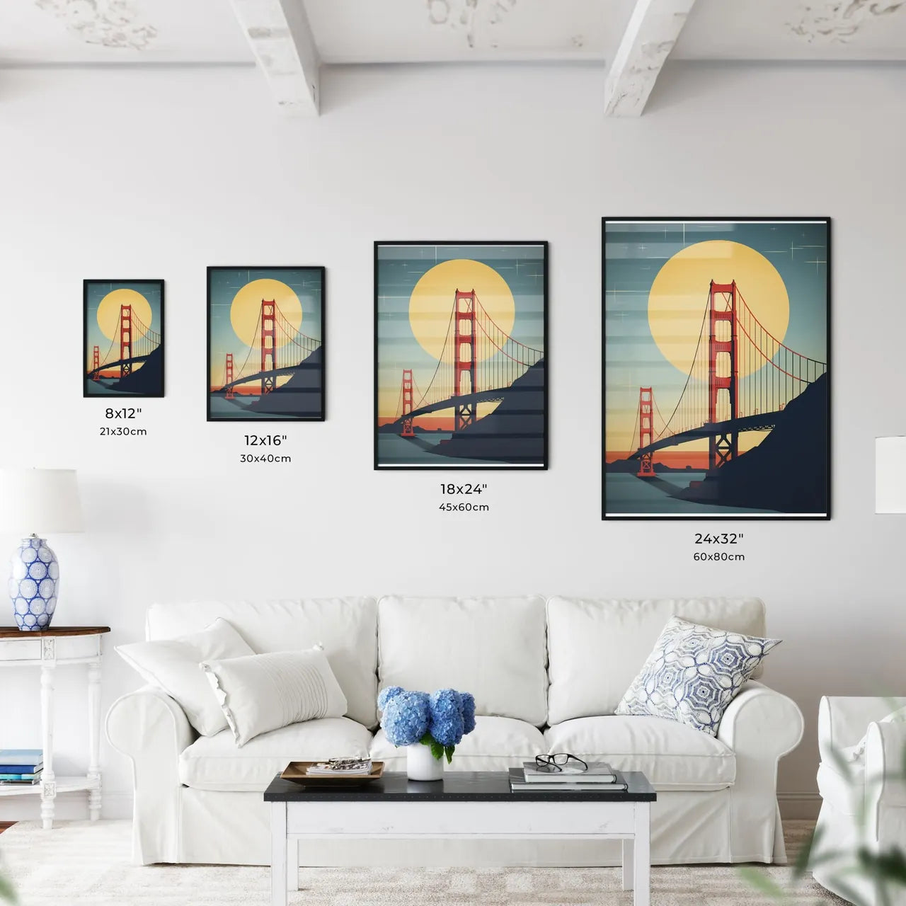 A Bridge Over Water With A Full Moon Art Pri Wall Art