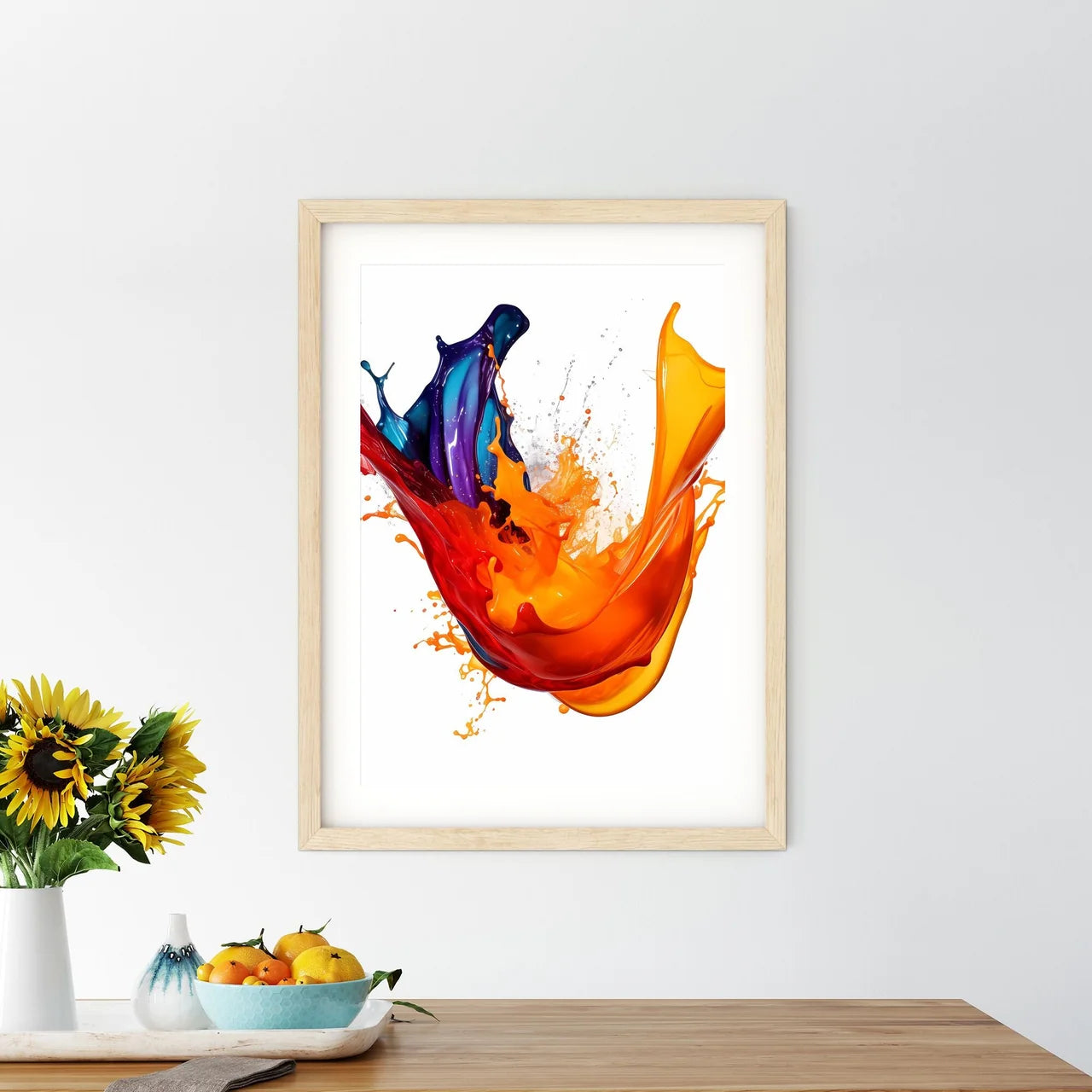 A Colorful Paint Splashing Out Of A White Ba - Kitchen Hangings