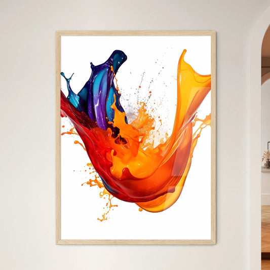 A Colorful Paint Splashing Out Of A White Ba - Framed Art Print