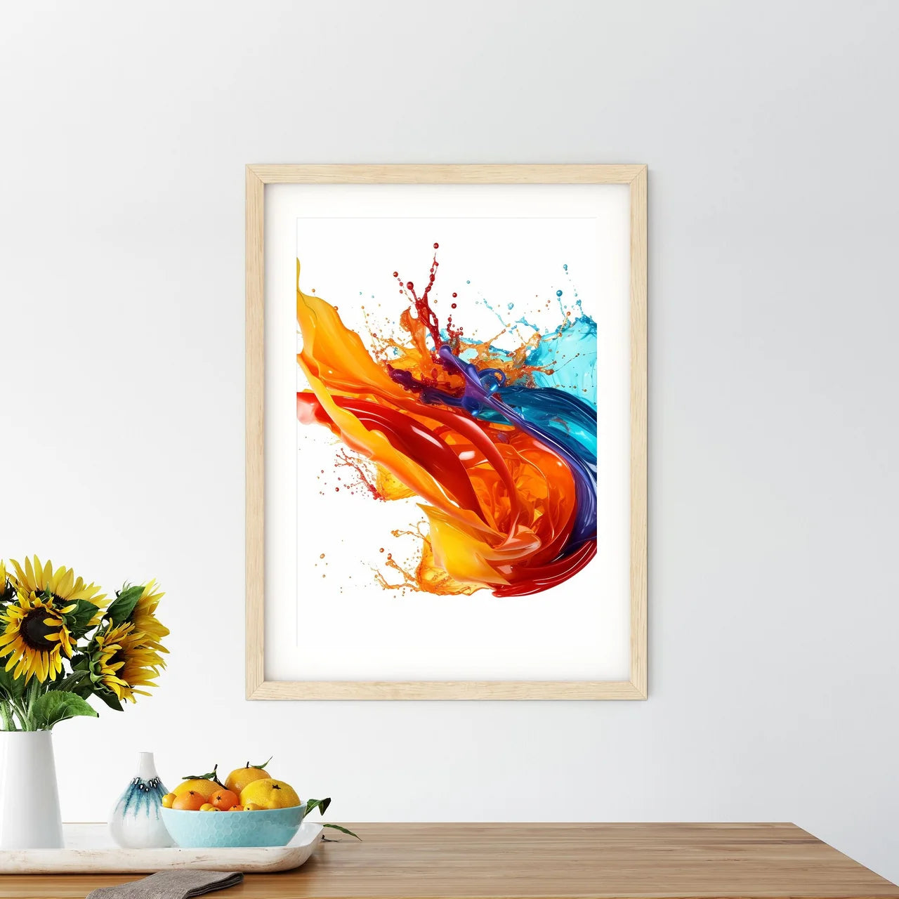 A Colorful Paint Splashing In A White Backgr - Kitchen Hangings
