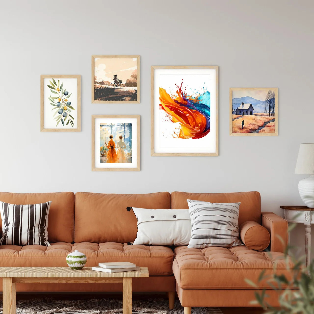 A Colorful Paint Splashing In A White Backgr Framed Print