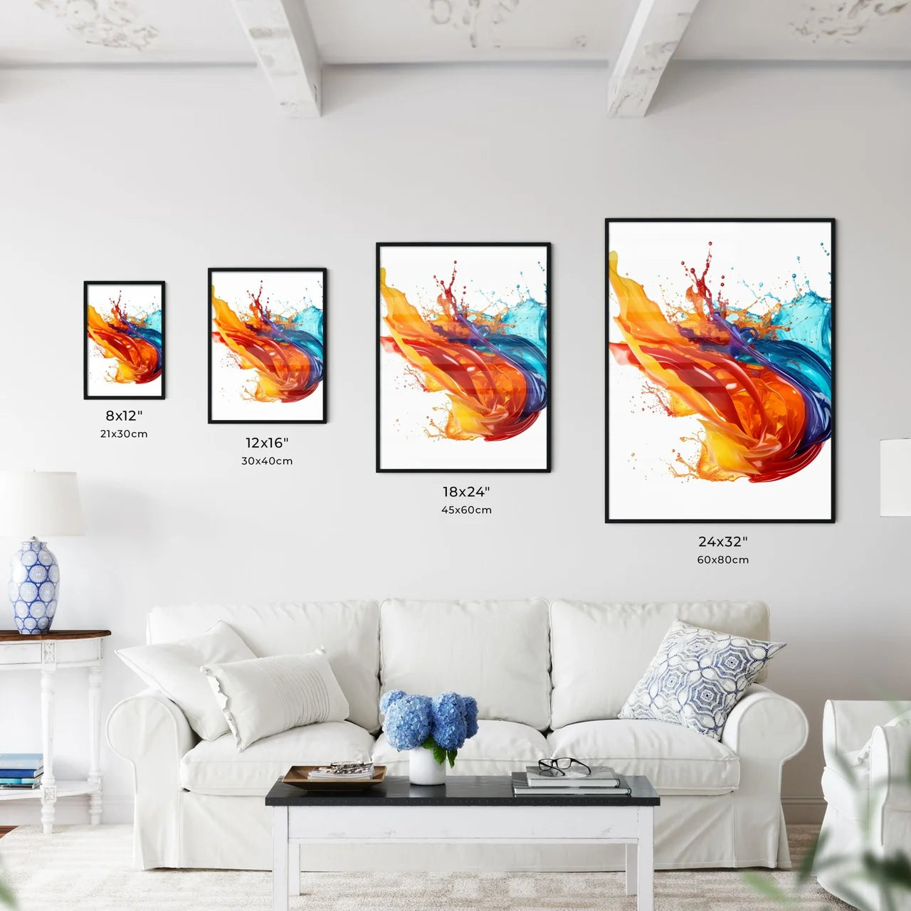 A Colorful Paint Splashing In A White Backgr Wall Art