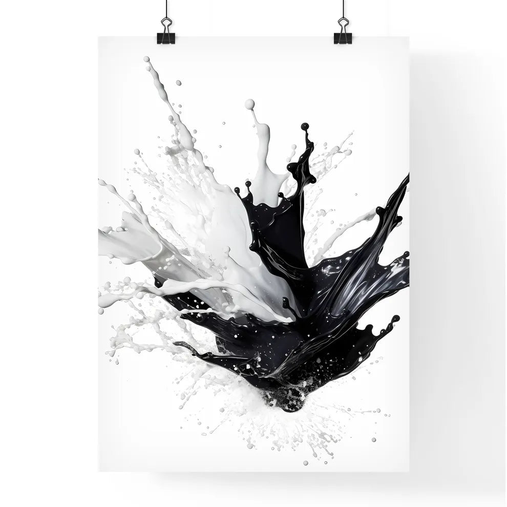 A Black And White Liquid Splashing Art Prin Poster