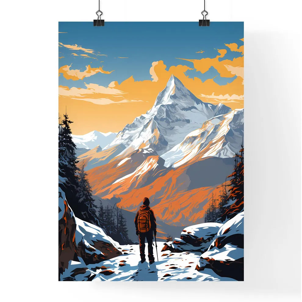 A Person Standing In The Snow Looking At A M Poster