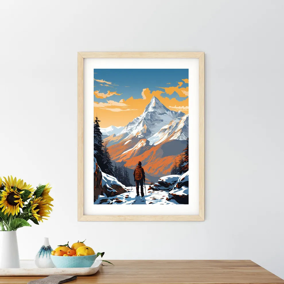 A Person Standing In The Snow Looking At A M - Kitchen Hangings