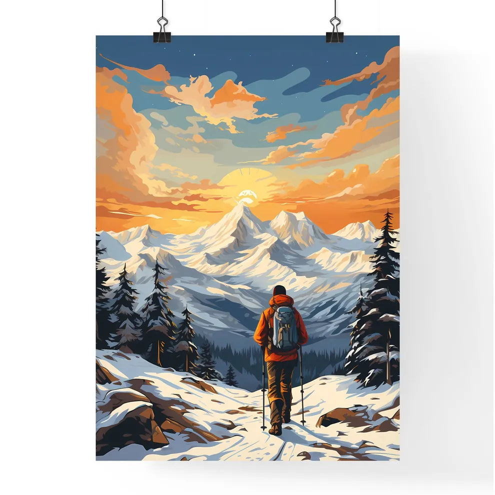 A Person Hiking In The Mountains Art Prin Poster