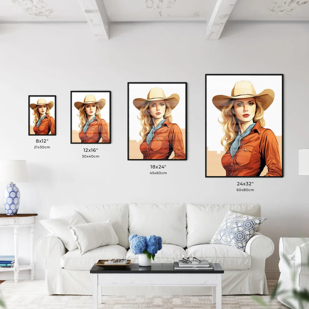 A Woman Wearing A Cowboy Hat Art Prin Wall Art