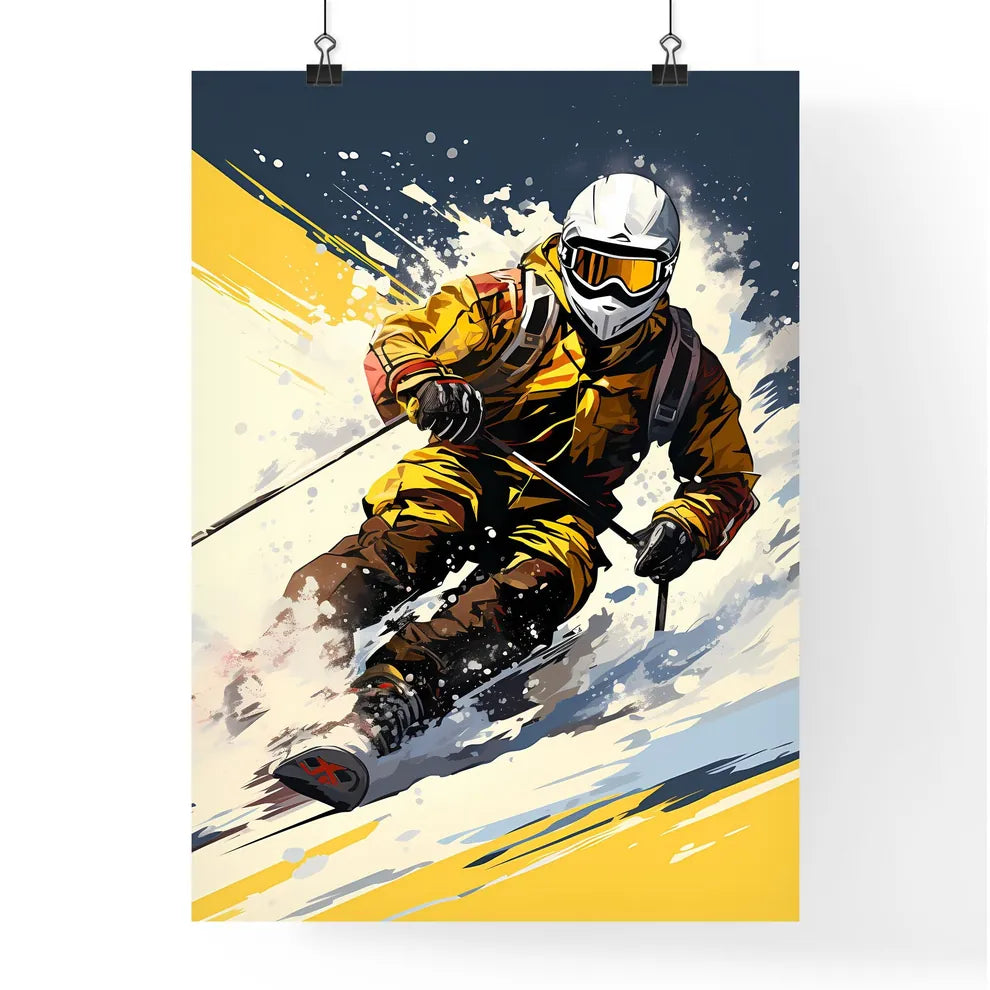 A Person Skiing Down A Mountain Art Prin Poster