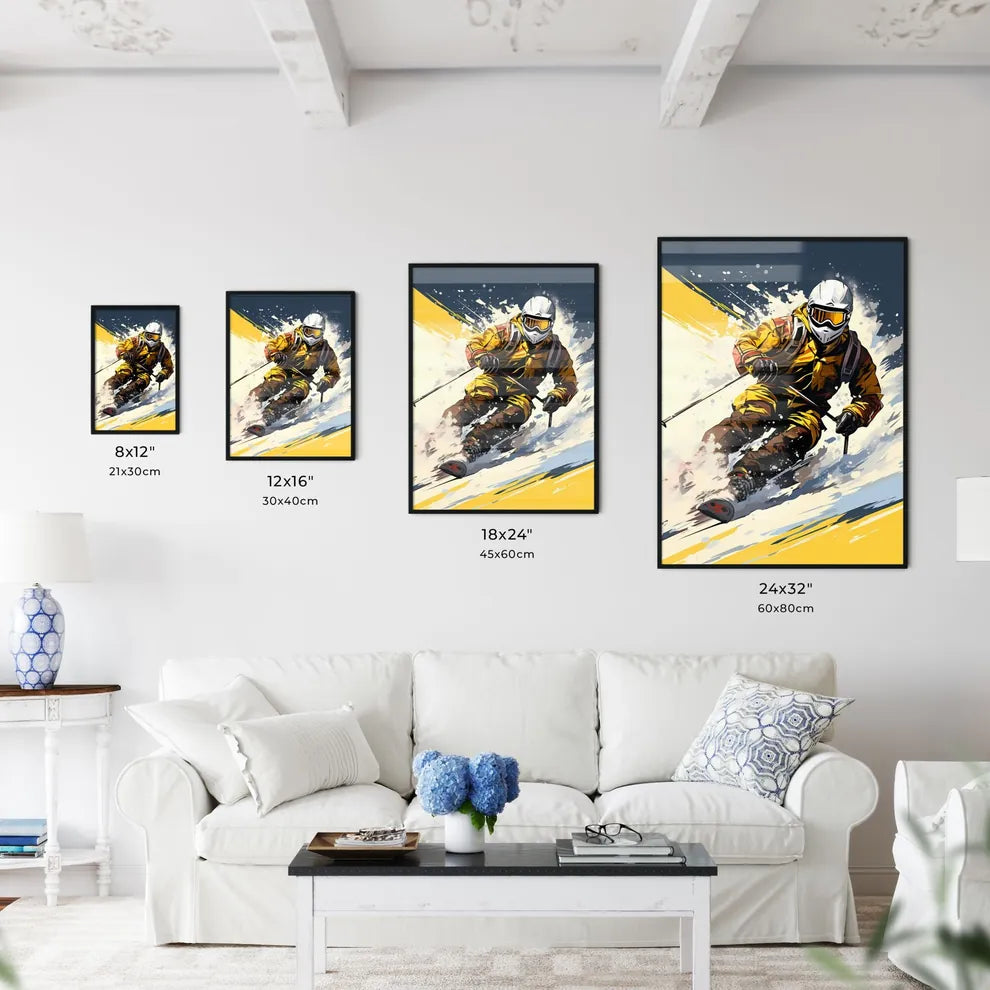 A Person Skiing Down A Mountain Art Prin Wall Art