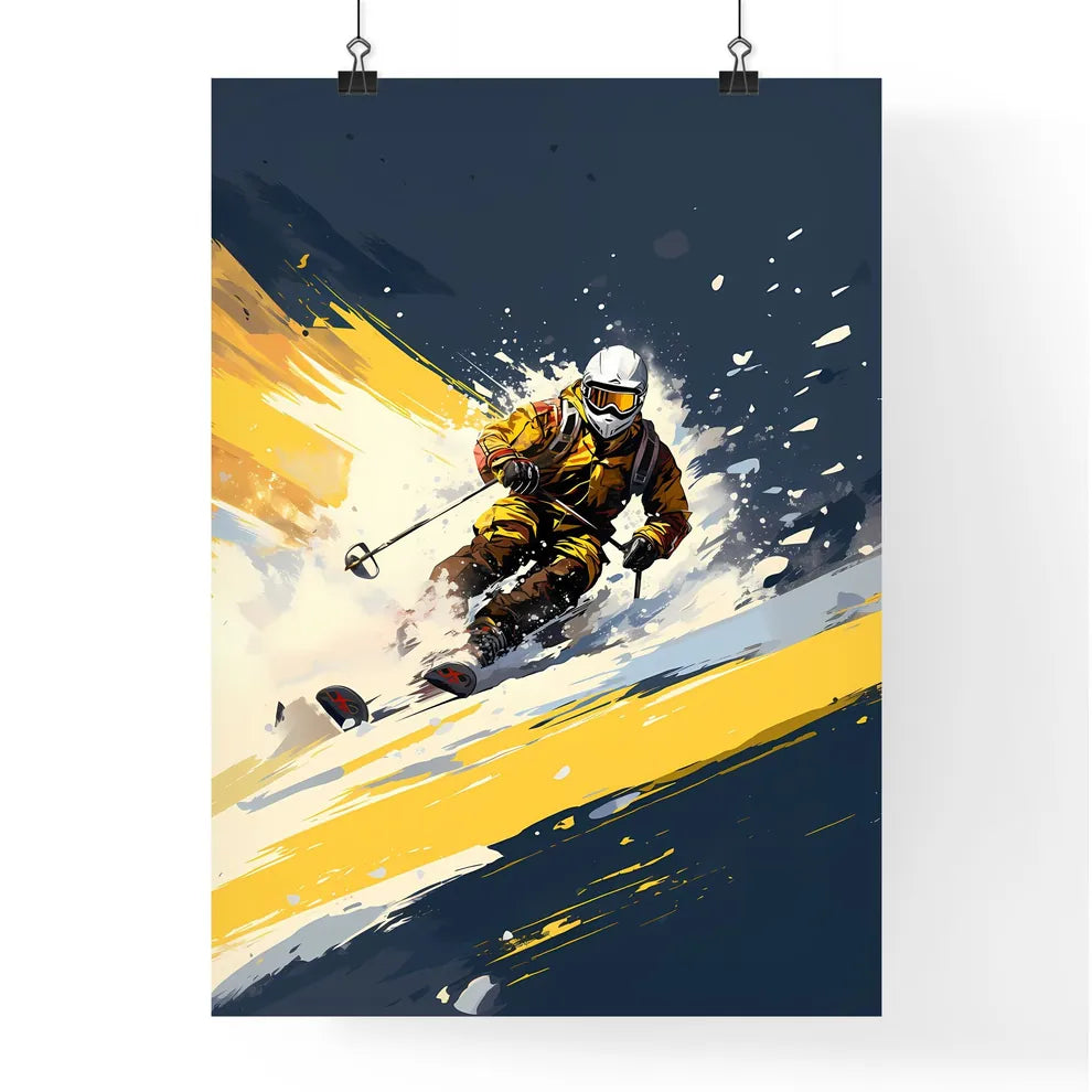 A Person Skiing Down A Mountain Art Prin Poster