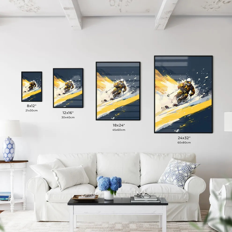 A Person Skiing Down A Mountain Art Prin Wall Art
