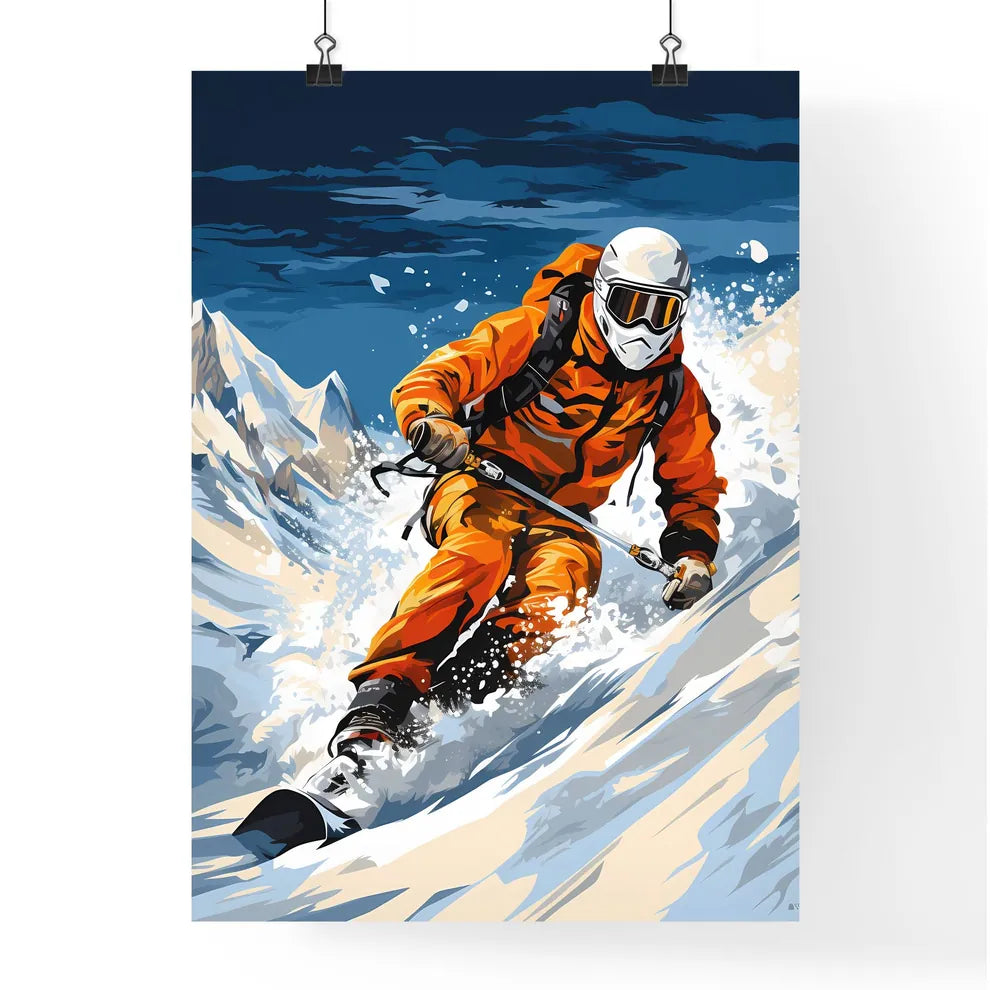 A Person Skiing Down A Mountain Art Prin Poster