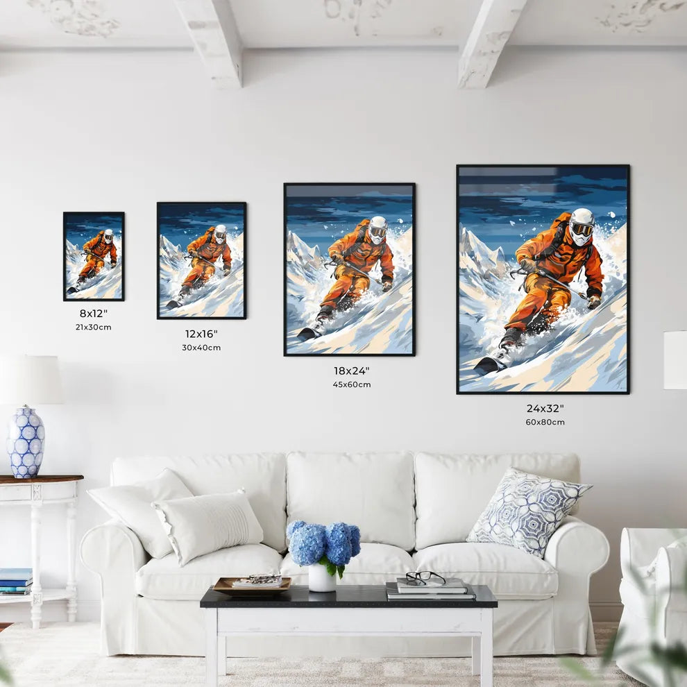 A Person Skiing Down A Mountain Art Prin Wall Art