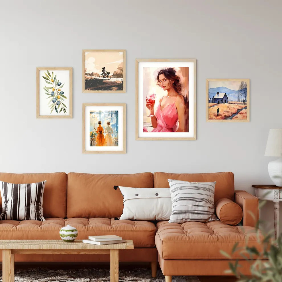 A Woman Holding A Glass Of Wine Art Prin Framed Print