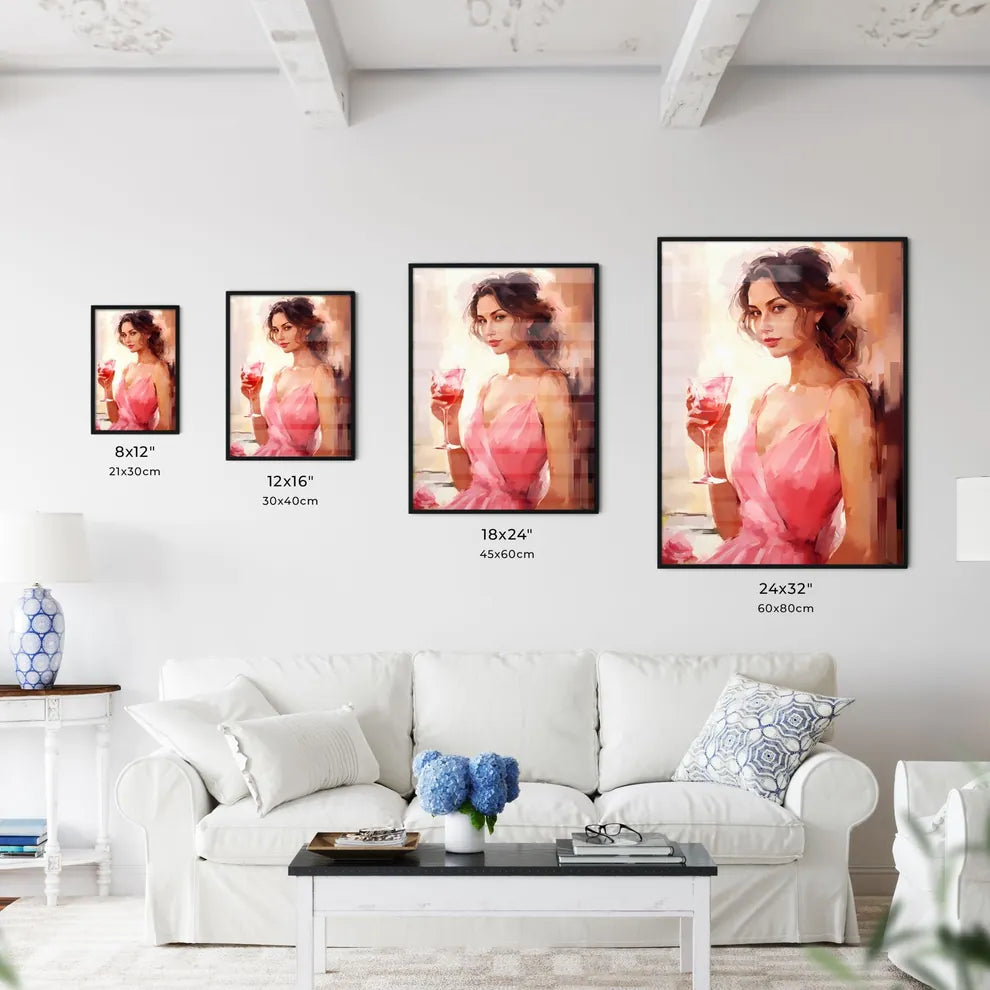 A Woman Holding A Glass Of Wine Art Prin Wall Art