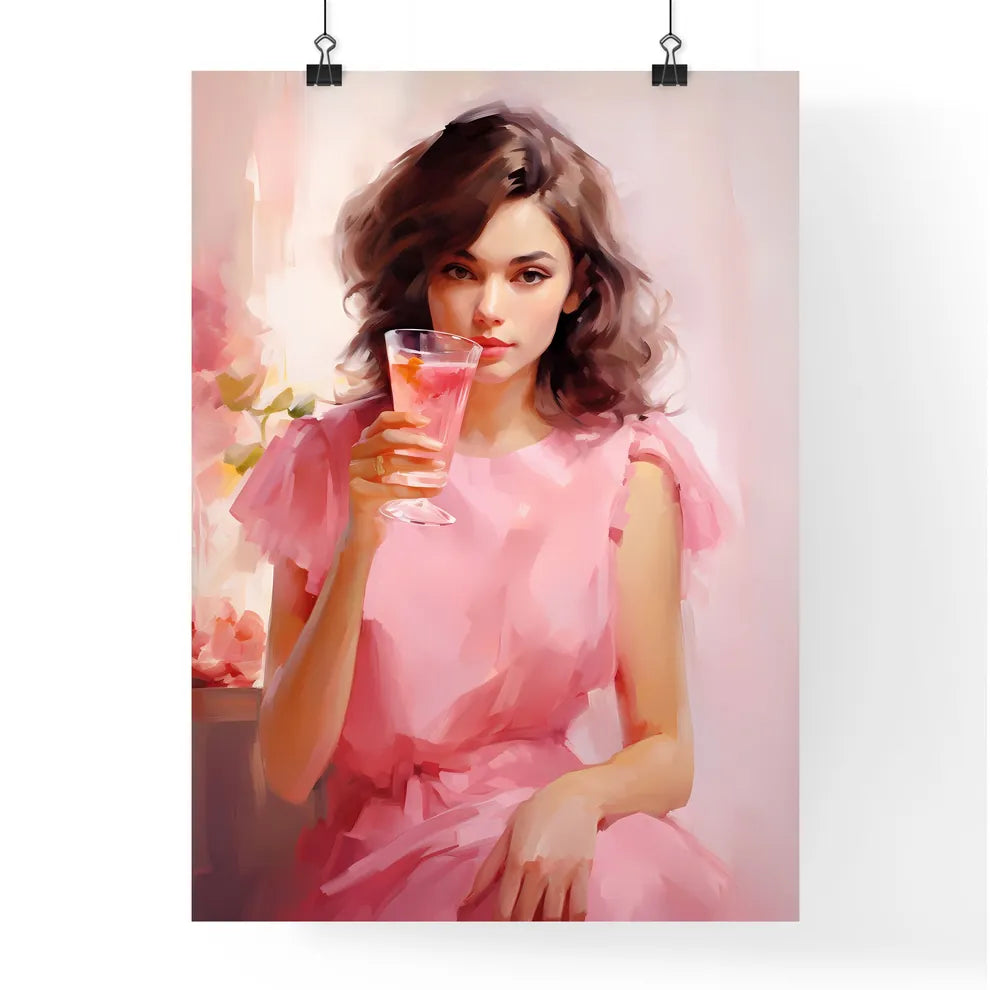 A Woman Holding A Glass Of Liquid Art Prin Poster