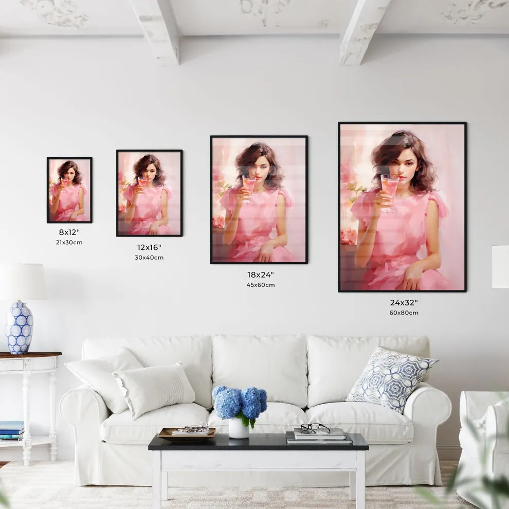 A Woman Holding A Glass Of Liquid Art Prin Wall Art