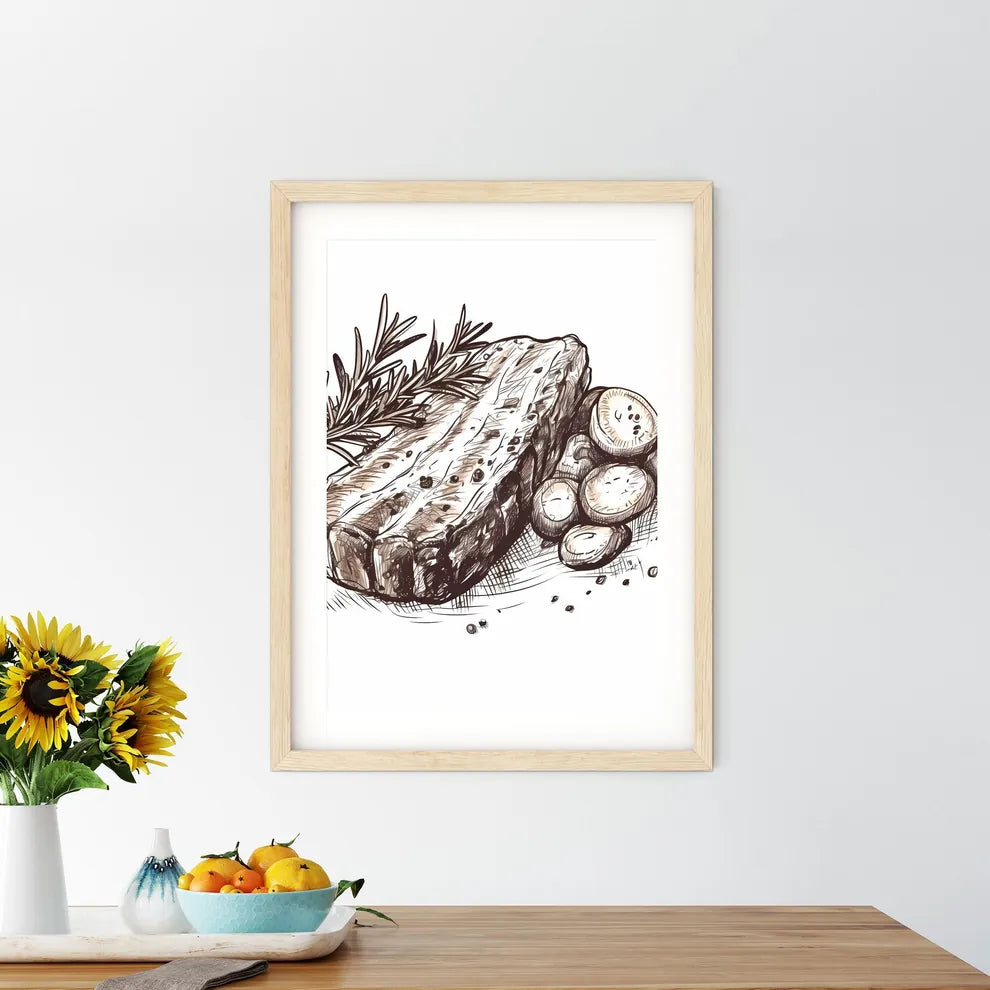 Piece Of Meat With Vegetables And Spices Art - Kitchen Hangings