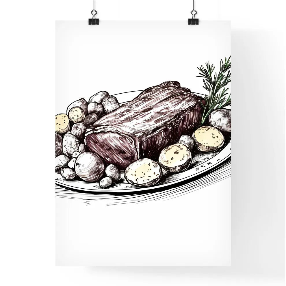 Plate Of Meat And Potatoes Art Prin Poster