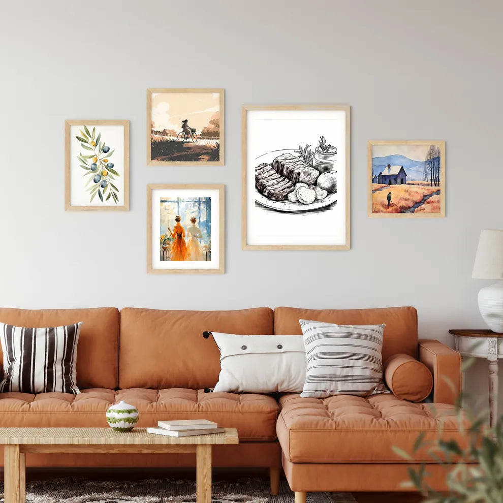 Plate Of Food With Meat And Potatoes Art Pri Framed Print