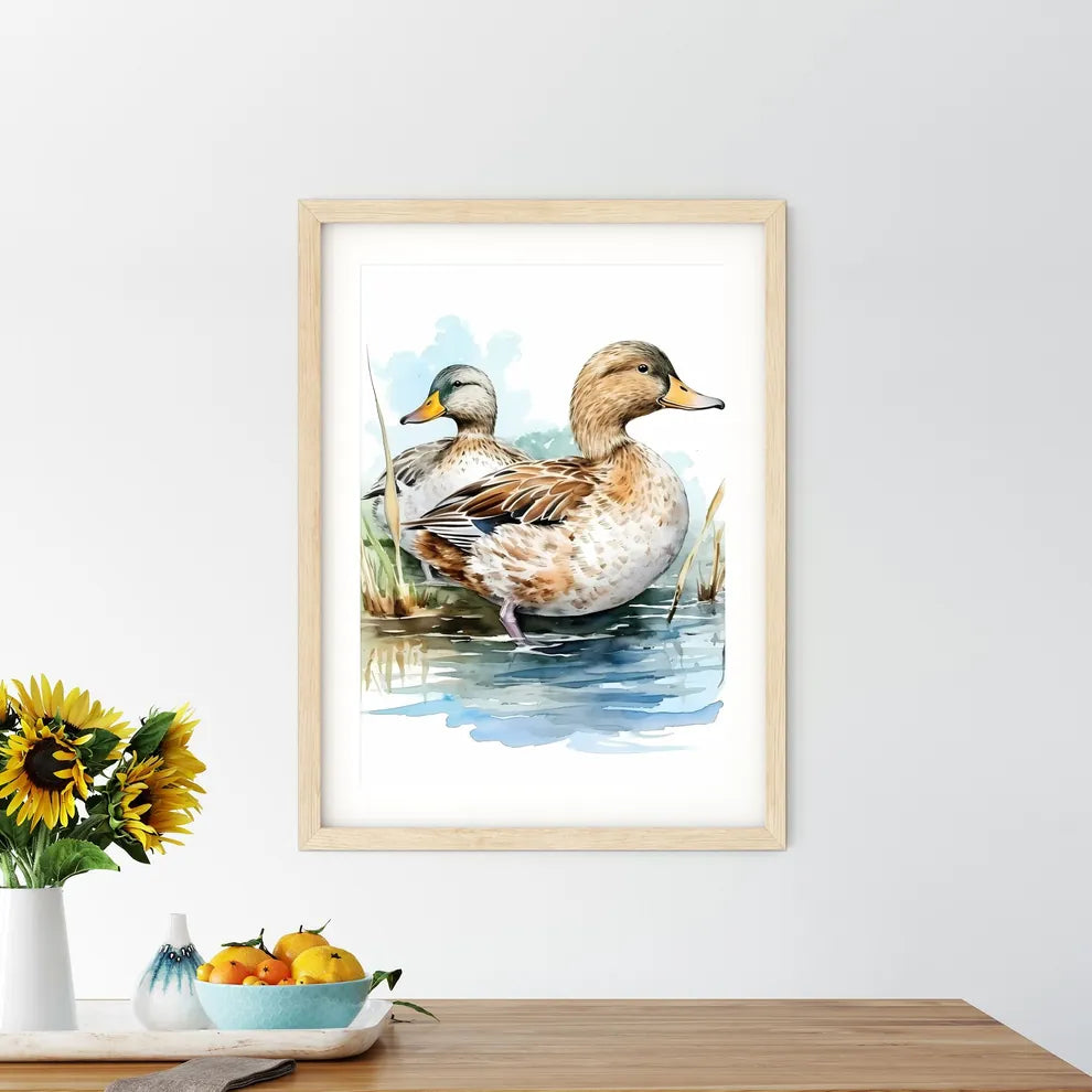 Watercolor Of Ducks In The Wa Size Chart