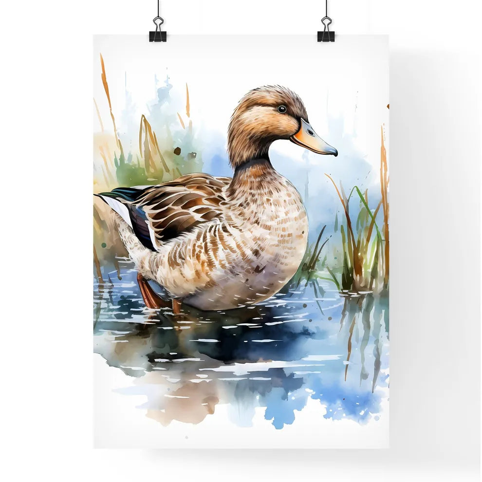 Watercolor Of A Duck In The W Poster