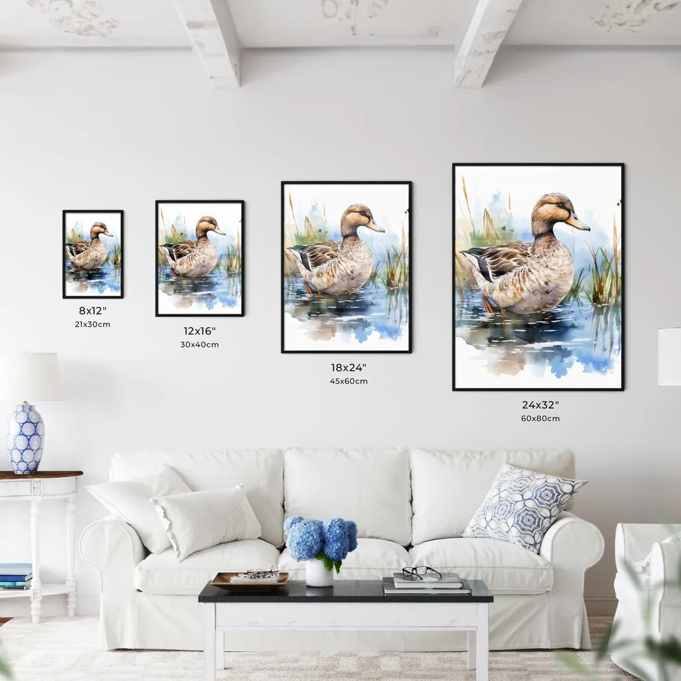 Watercolor Of A Duck In The W Art Print