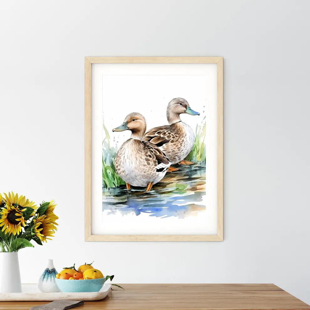 Watercolor Of Two Ducks Stand Size Chart