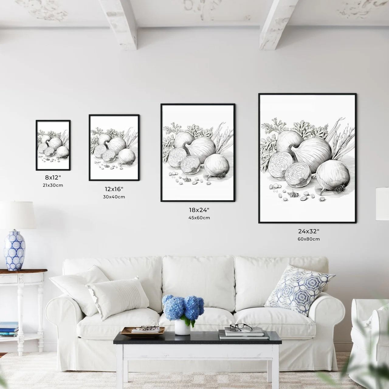 Drawing Of Onions And Parsley Art Prin Wall Art