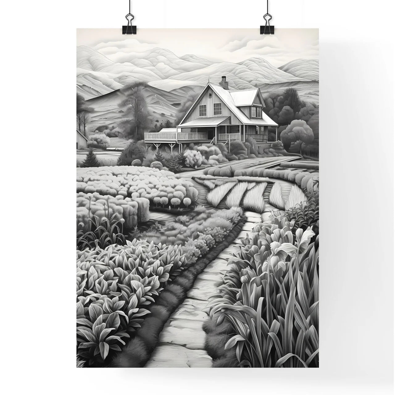 House In A Field Of Flowers Art Print Poster