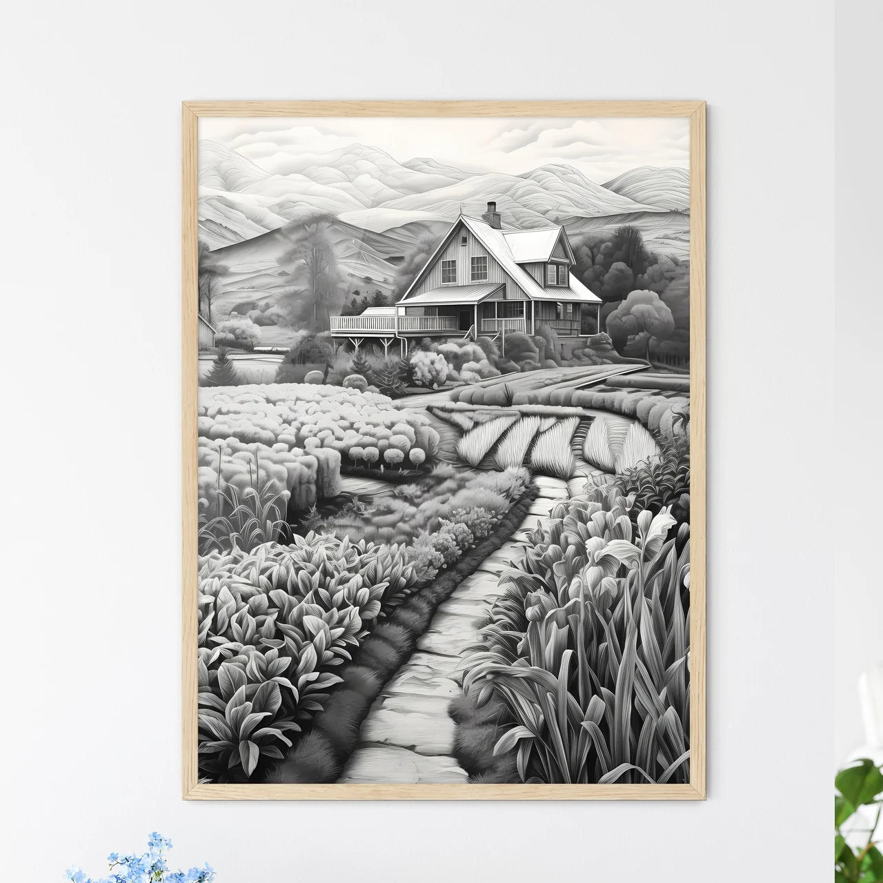 House In A Field Of Flowers Art Print Framed Art