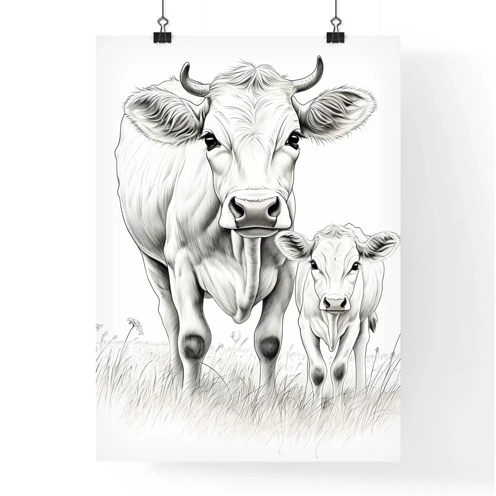 Cow And Calf In A Field Art P Poster
