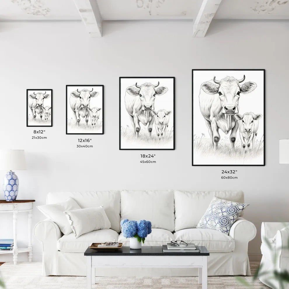 Cow And Calf In A Field Art P Art Print