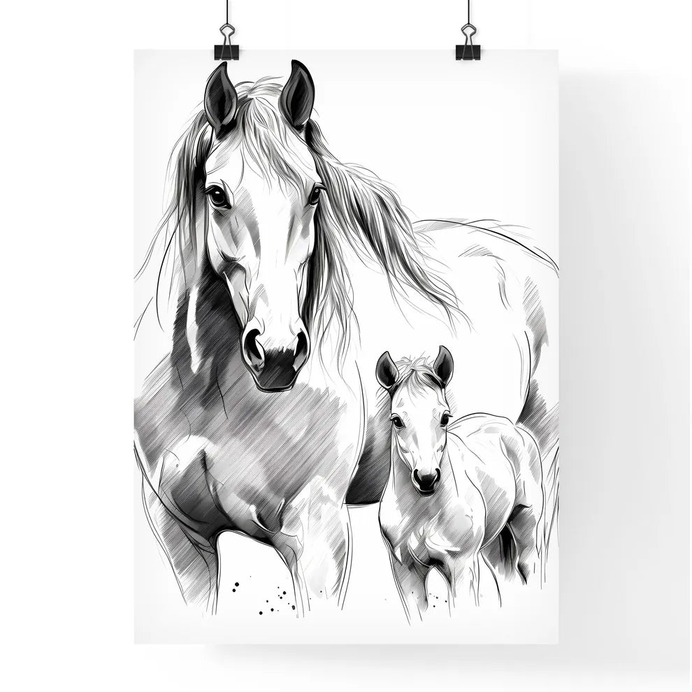 Horse And A Foal Art Print Poster