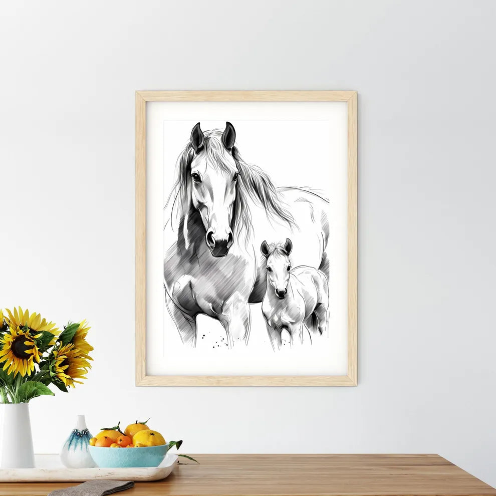 Horse And A Foal Art Print Size Chart