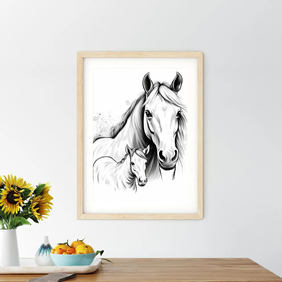 Horse And A Foal Art Print Size Chart
