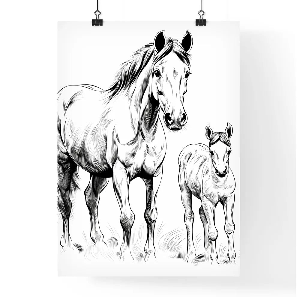Horse And A Foal Art Print Poster