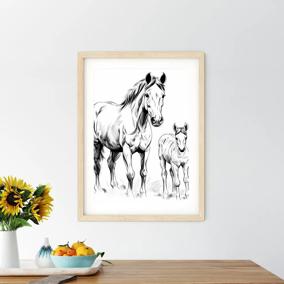 Horse And A Foal Art Print Size Chart