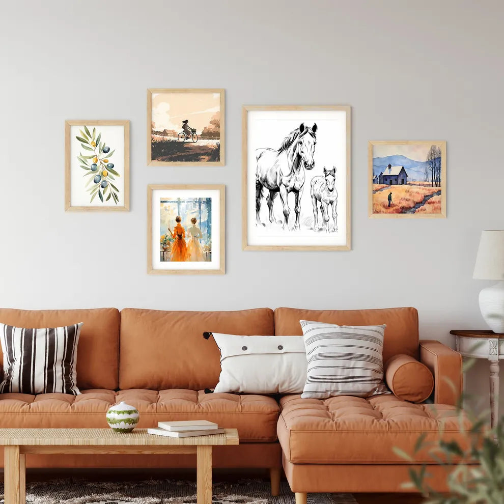 Horse And A Foal Art Print Framed Print