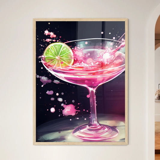 Pink Drink With A Lime Slice In It Art Prin - Framed Art Print