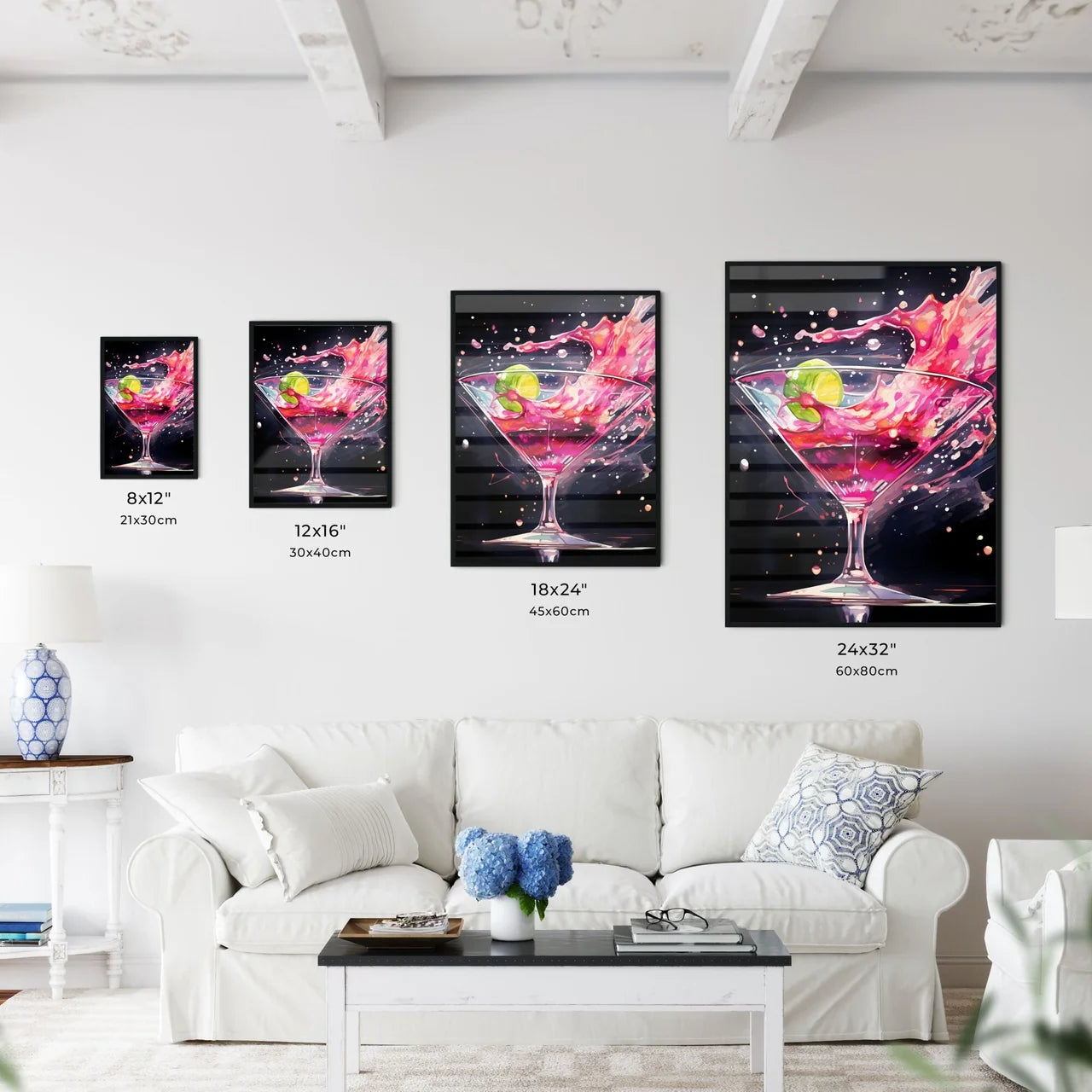 Pink Liquid Splashing In A Martini Glass Art Wall Art