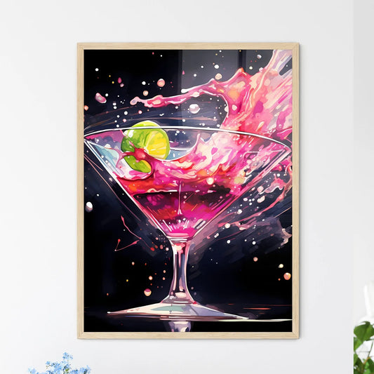 Pink Liquid Splashing In A Martini Glass Art - Framed Art Print