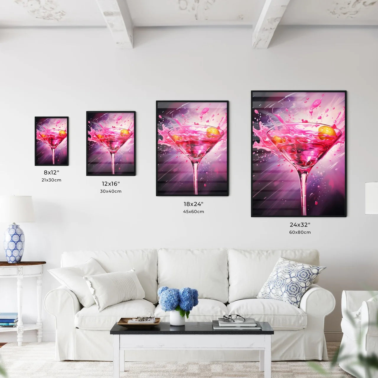 Pink Liquid Splashing In A Martini Glass Art Wall Art