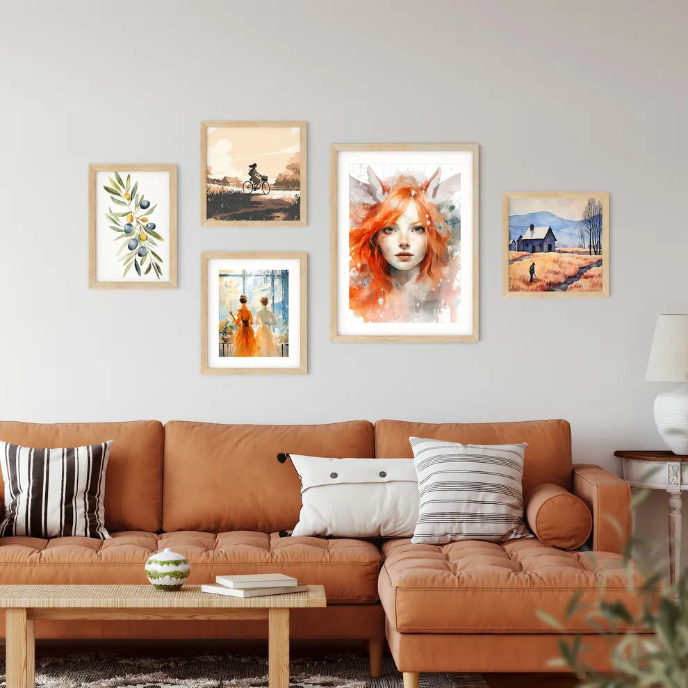 Painting Of A Woman With Red  Framed Print