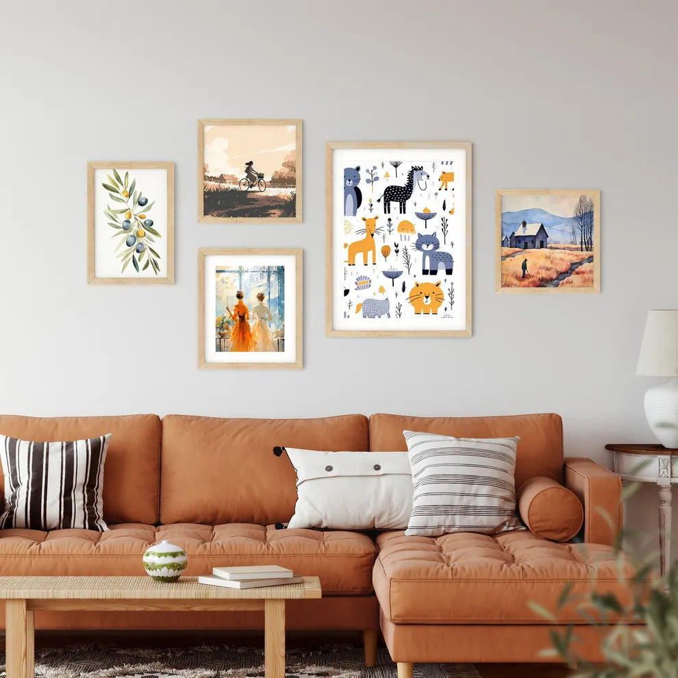 Pattern Of Animals And Plants Framed Print