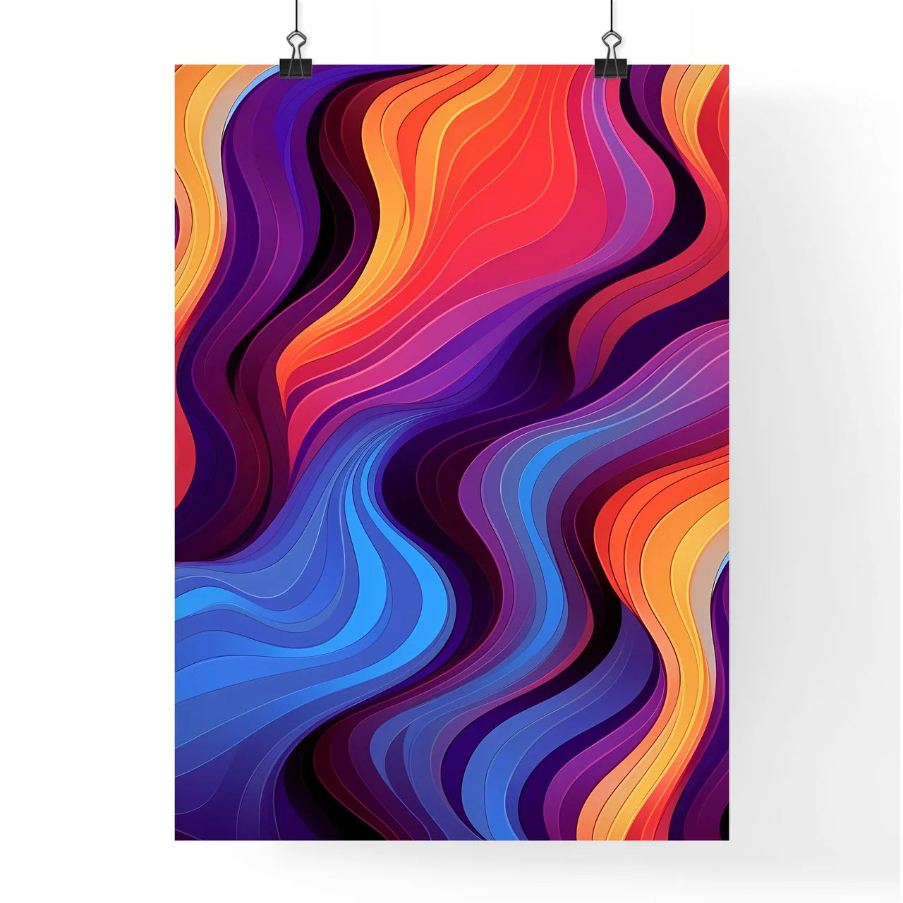 Colorful Background With Wavy Lines Art Prin Poster