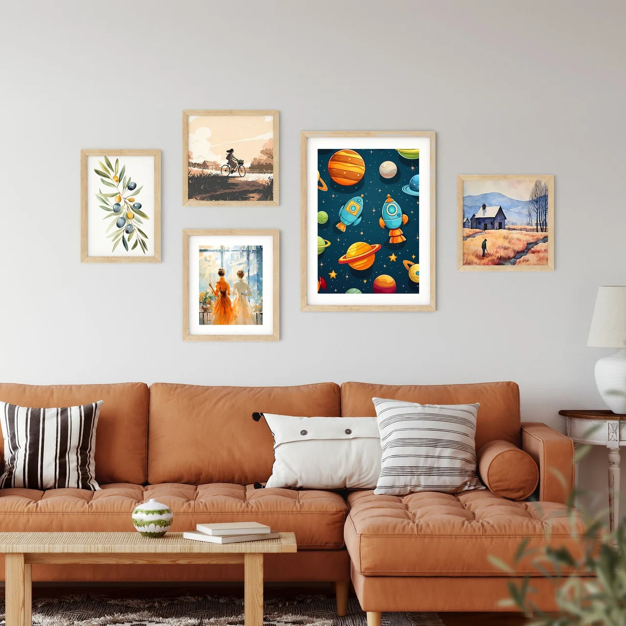 Cartoon Space Objects In Space Art Prin Framed Print