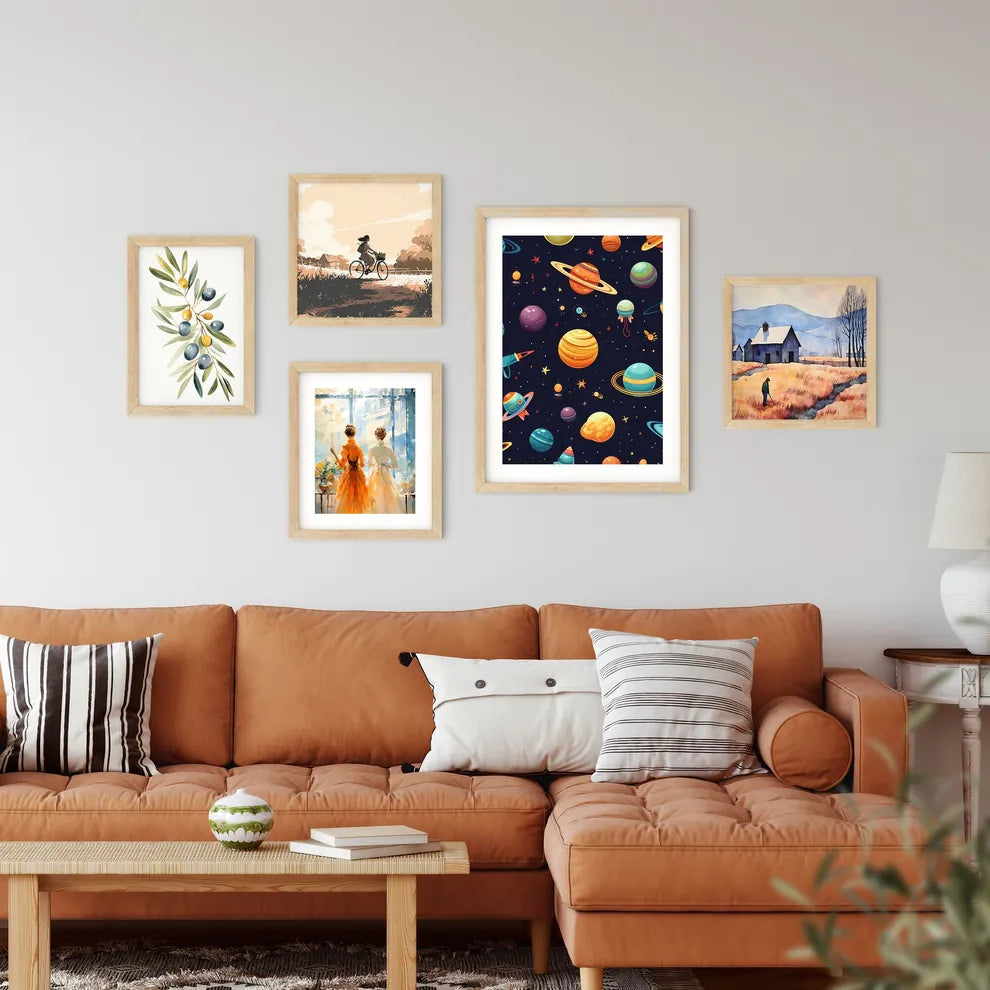 Pattern Of Planets And Stars Art Prin Framed Print
