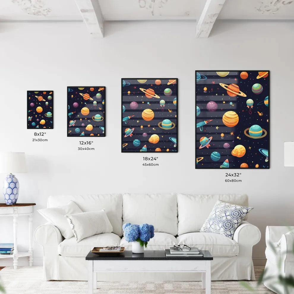 Pattern Of Planets And Stars Art Prin Wall Art